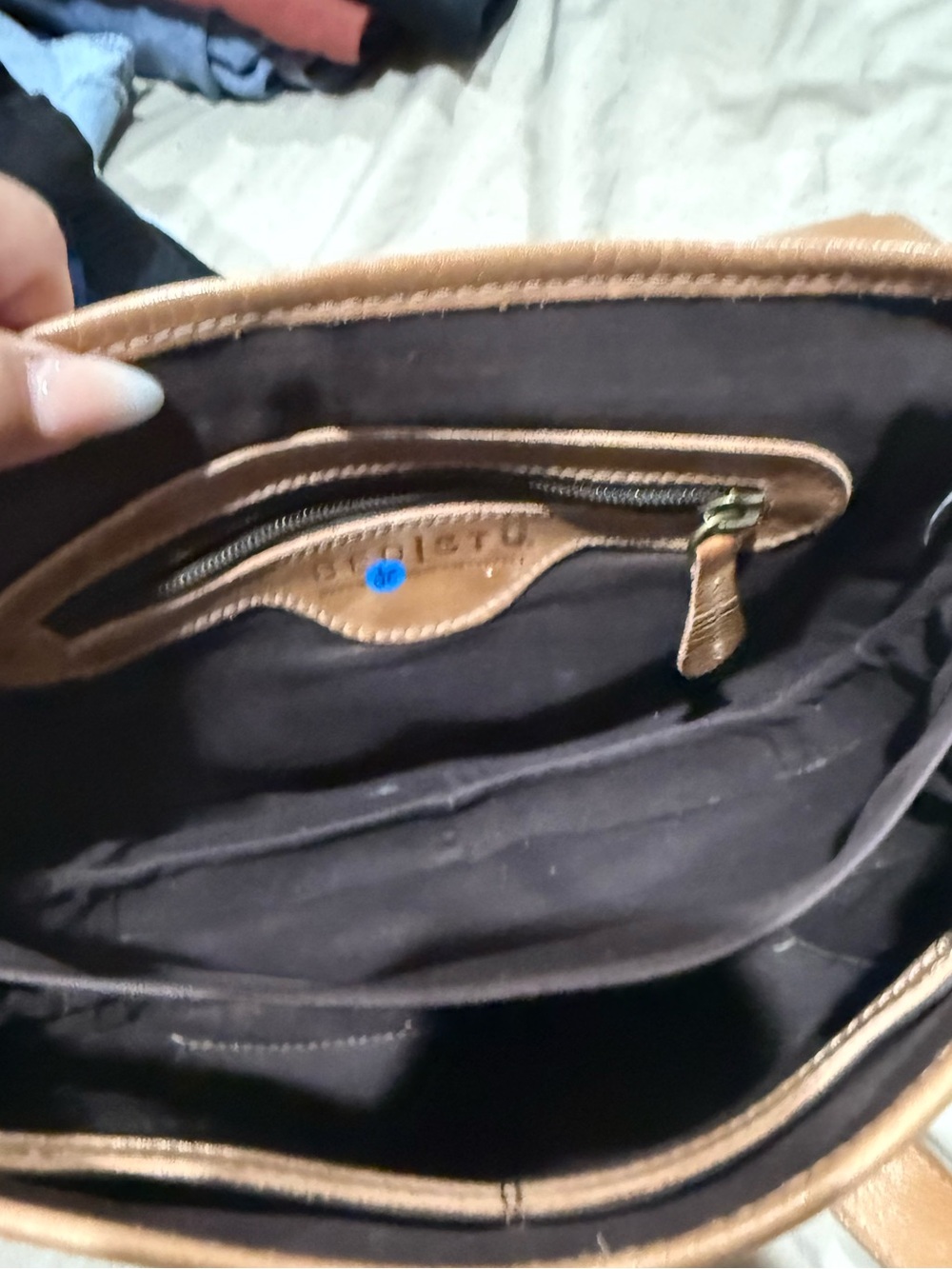 Bed Stu Brown Leather Shoulder Bag with Black Interior